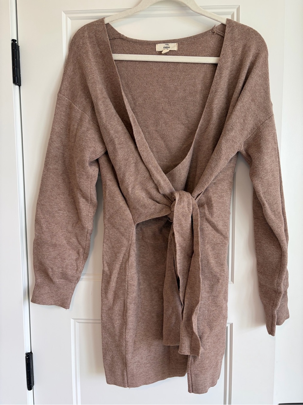 entro Dusty Rose Tie-Front Knit Dress